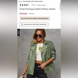 Never worn! Green Leather Jacket